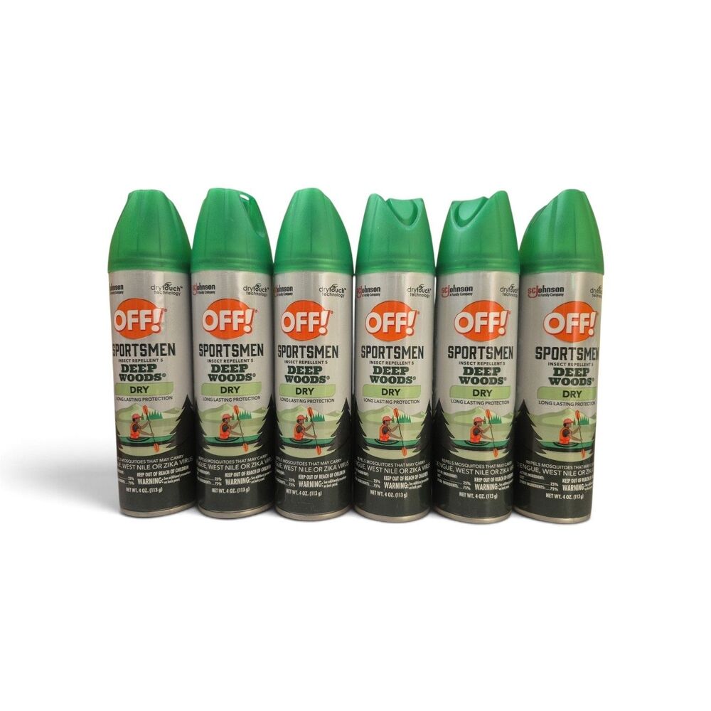 OFF Sportsmen Deep Woods Dry Insect Repellent Mosquito Bug Deet Spray 4 oz- 6 Pk